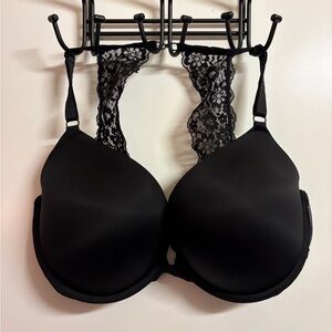 Victoria Secret Lace-Back Push-Up Bra - Black
